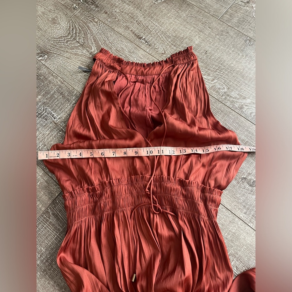 Anthropologie Tiered Halter Dress Pleated Ruffled Smocked Waist Size 14 - Picture 7 of 8